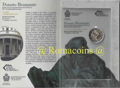 2 Euro Commemorative Coin San Marino 2014 Bramante Bu