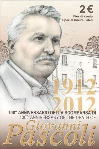 2 Euro Commemorative Coin Italy 2012 Pascoli Folder