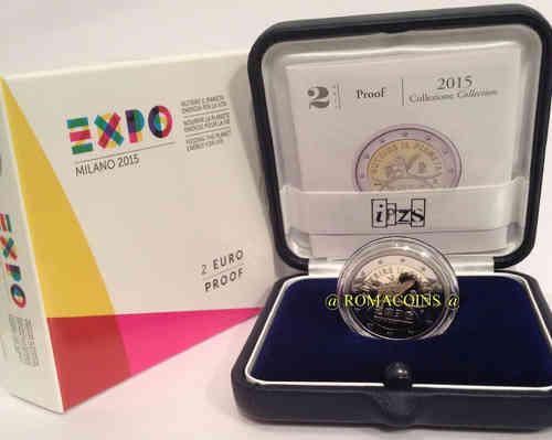 2 Euro Commemorative Coin Italy 2015 Expo Proof