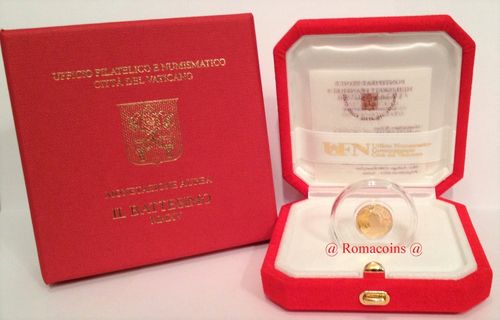 10 Euros Vaticano 2015 Moneda Oro Proof Bautizo
