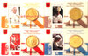 4 Coincard Vaticano 2015 con monedas de 50 Centimos y Sellos