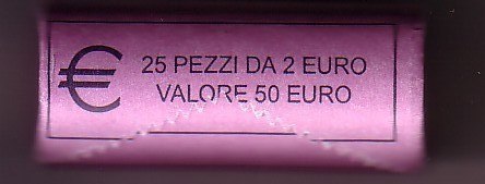 2 Euro 2008 Italy Dante Alighieri Unc Roll Coins