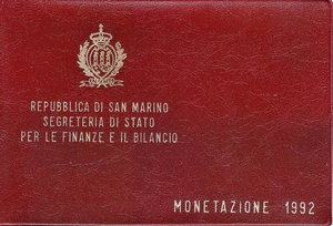 San Marino Kms 1992 Lira 10 Münzen
