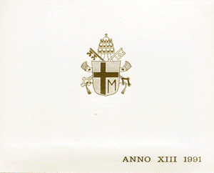Cartera Vaticano 1991 Oficial Liras Juan Pablo II Fdc