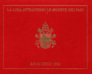 Cartera Vaticano 2001 Oficial Liras Juan Pablo II Fdc