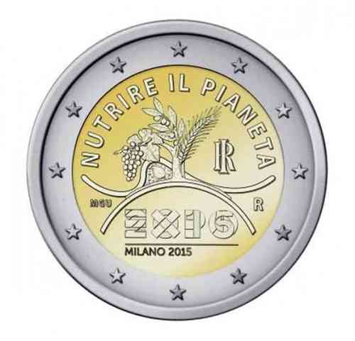 2 Euro Commemorative Coin Italy 2015 Expo Unc