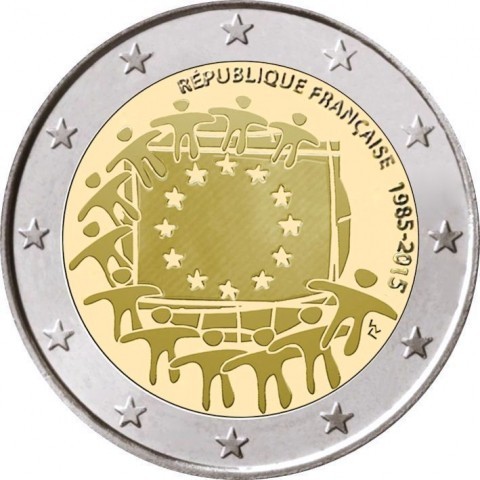 2 Euro Sondermünze Frankreich 2015 30 Jahre Europaflagge Unc