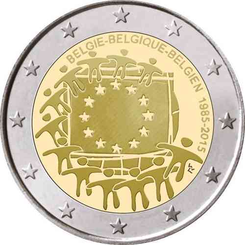 2 Euro Sondermünze Belgien 2015 Europaflagge Unc