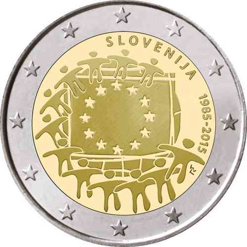2 Euro Sondermünze Slovenia 2015 30 Jahre Europaflagge Unc