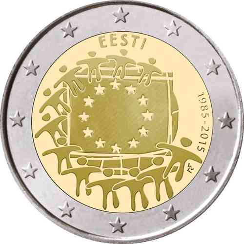 2 Euro Sondermünze Estland 2015 30 Jahre Europaflagge Unc