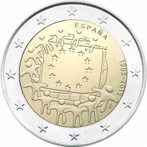2 Euro Sondermünze Spanien 2015 30 Jahre Europaflagge Unc