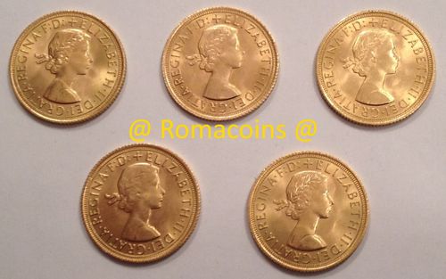 5 Britische Sovereign Goldmünzen Queen Elizabeth 917 / 1000