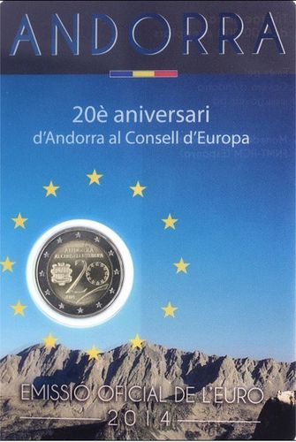 Coincard Andorre 2 Euros 2014 Bu Brillant Universel