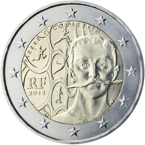 2 Euros Conmemorativos Francia 2013 Pierre de Coubertin Moneda