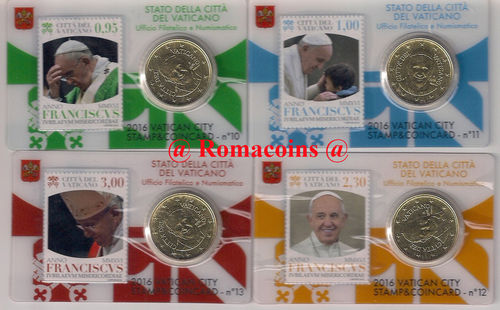 4 Vatican Coincard 50 cents Year 2016 Pope Francis