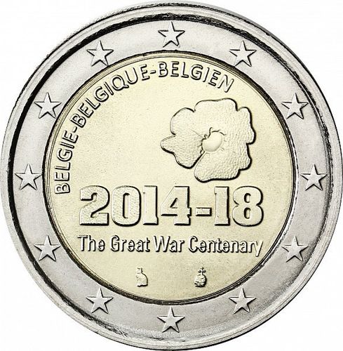 2 Euro Sondermünze Belgien 2014 Münze  Ersten Weltkrieg