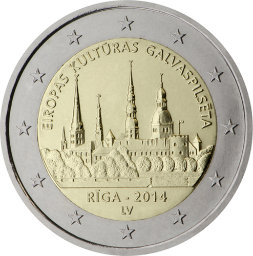 2 Euro Sondermünze Lettland 2014 Münze Riga Unc