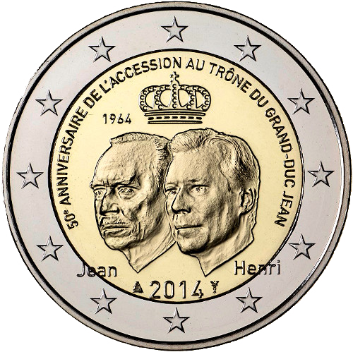 2 Euro Commemorative Coin Luxembourg 2014 Grand-Duc Jean