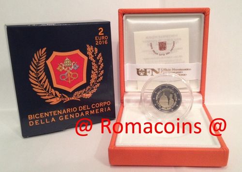 2 Euro Gedenkmünze Vatikan 2016 PP 200 Jahre Gendarmerie Polierte Platte