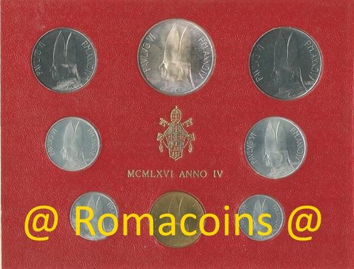 Vatikan Kms 1966 Paul VI Kursmünzensatz Lire Stempelglanz