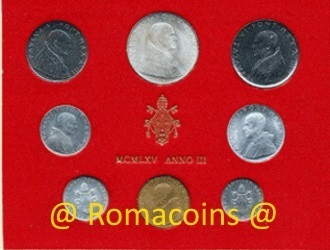 Vatikan Kms 1965 Paul VI Kursmünzensatz Lire Stempelglanz