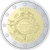2 Euro Commemorative Coin Estonia 2012 10 Years Euro