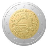 2 Euros Conmemorativos Grecia 2012 10 Años Euro