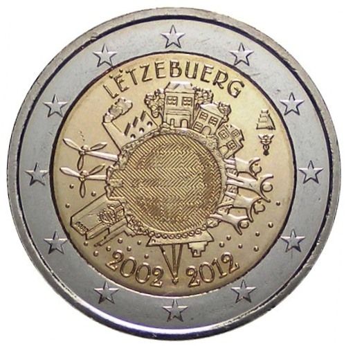 2 Euro Commemorative Coin Luxembourg 2012 10 Years Euro