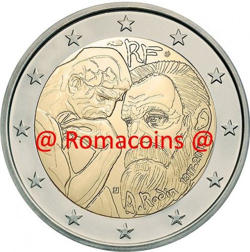 2 Euro Commemorative Coin France 2017 Auguste Rodin Unc