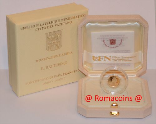 10 Euros Vaticano 2017 Moneda Oro Proof Bautizo