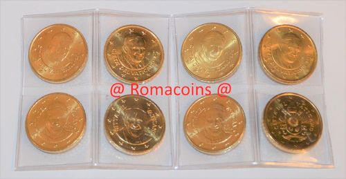 Komplettsatz 50 Cent Vatikan 2010 - 2017 8 Münzen Unc