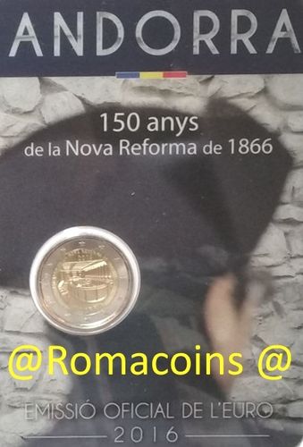 Coincard Andorre 2016 2 Euros 150 Ans Réforme 1866 Bu