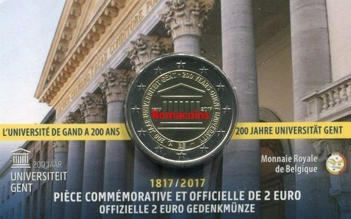 Coincard Belgique 2017 2 Euros 200 Ans Université Gent Langue Française