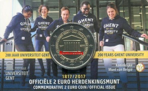 Coincard Belgium 2017 2 Euro 200 Years University of Gent Dutch Language