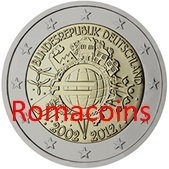 2 Euros Commémoratives Allemagne 2012 10 Ans Euro Bu