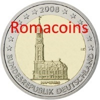 2 Euro Commemorative Coin Germany 2008 Hamburg Bu Mint D