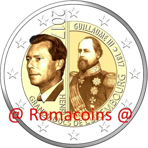 2 Euro Commemorative Coin Luxembourg 2017 William III