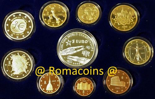Proof Set Italy 2009 with 5 Euro Silver Coin