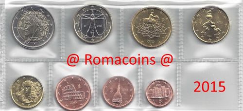 Serie Completa Italia 2015 8 Monete 1 cc 2 Euro