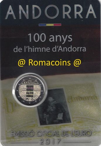 Coincard Andorre 2017 2 Euros 100 Ans Hymne d' Andorre