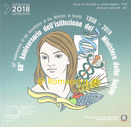 Bu Set Italy 2018 Euro 9 Coins 60 Years Ministry of Health