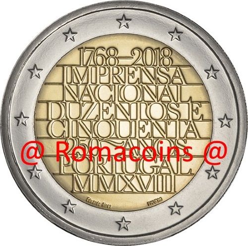 2 Euro Commemorative Coin Portugal 2018 250 Years Portuguese Mint