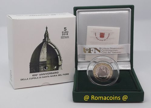 5 Euro Vatican 2018 Bimetallic Cupola Santa Maria Proof