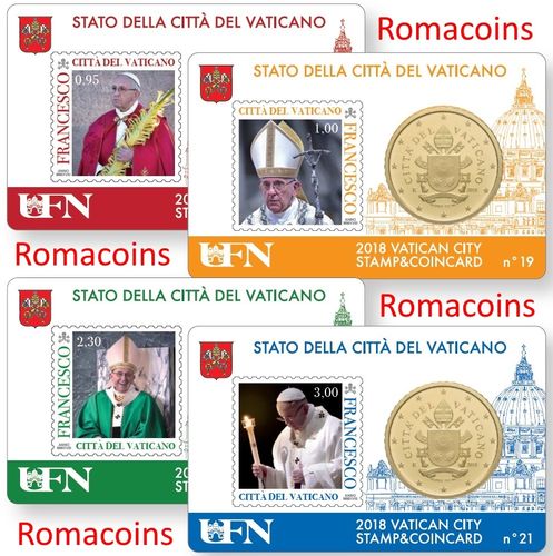 4 Vatican Coincard 50 cents Year 2018 Pope Francis