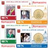4 Coincard Vaticano 2018 con monedas de 50 Centimos y Sellos