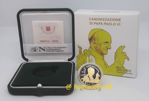 5 Euro Vatican 2018 Canonization of Paul VI Gold and Silver