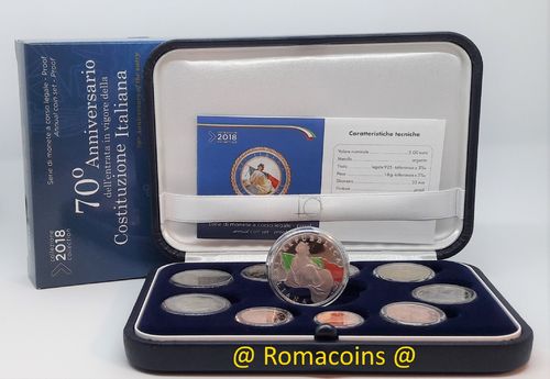Proof Set Italy 2018 10 Coins 5 Euro Silver