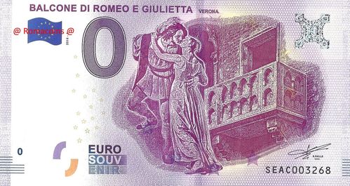 Billete Turístico 0 Euro Souvenir Romeo y Julieta