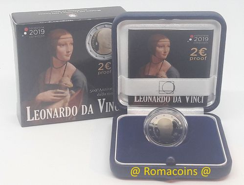 2 Euro Italien 2019 Leonardo Da Vinci PP Polierte Platte