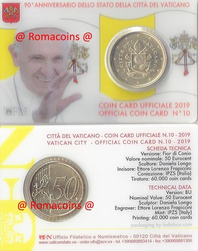 Vatican Coincard 2019 50 Cents Pope's Coat of Arms